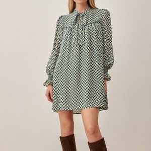 REFORMATION Cyril green mosaic mod mini dress sz S